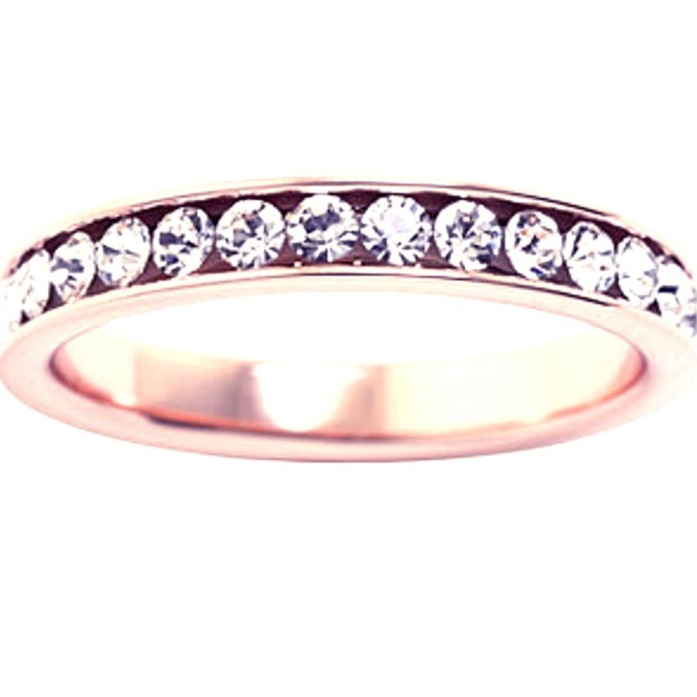 Sparkle Allure Rose Gold Stacking Ring Round Cut Crystals 7 9 NWT